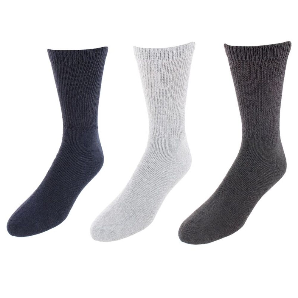 CTM Men's Assorted Colors Diabetic Crew Socks (3 Pair)
